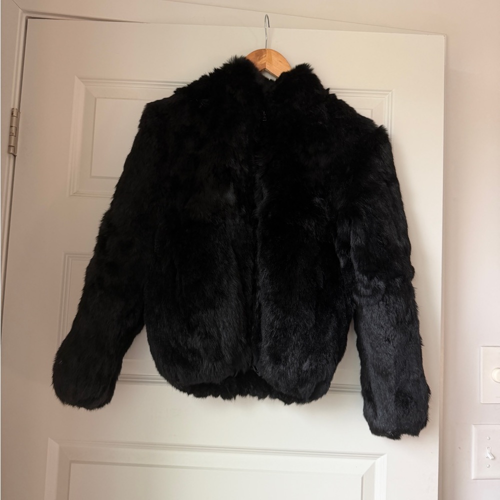 100% Rabbit Fur Zip-Up Jacket